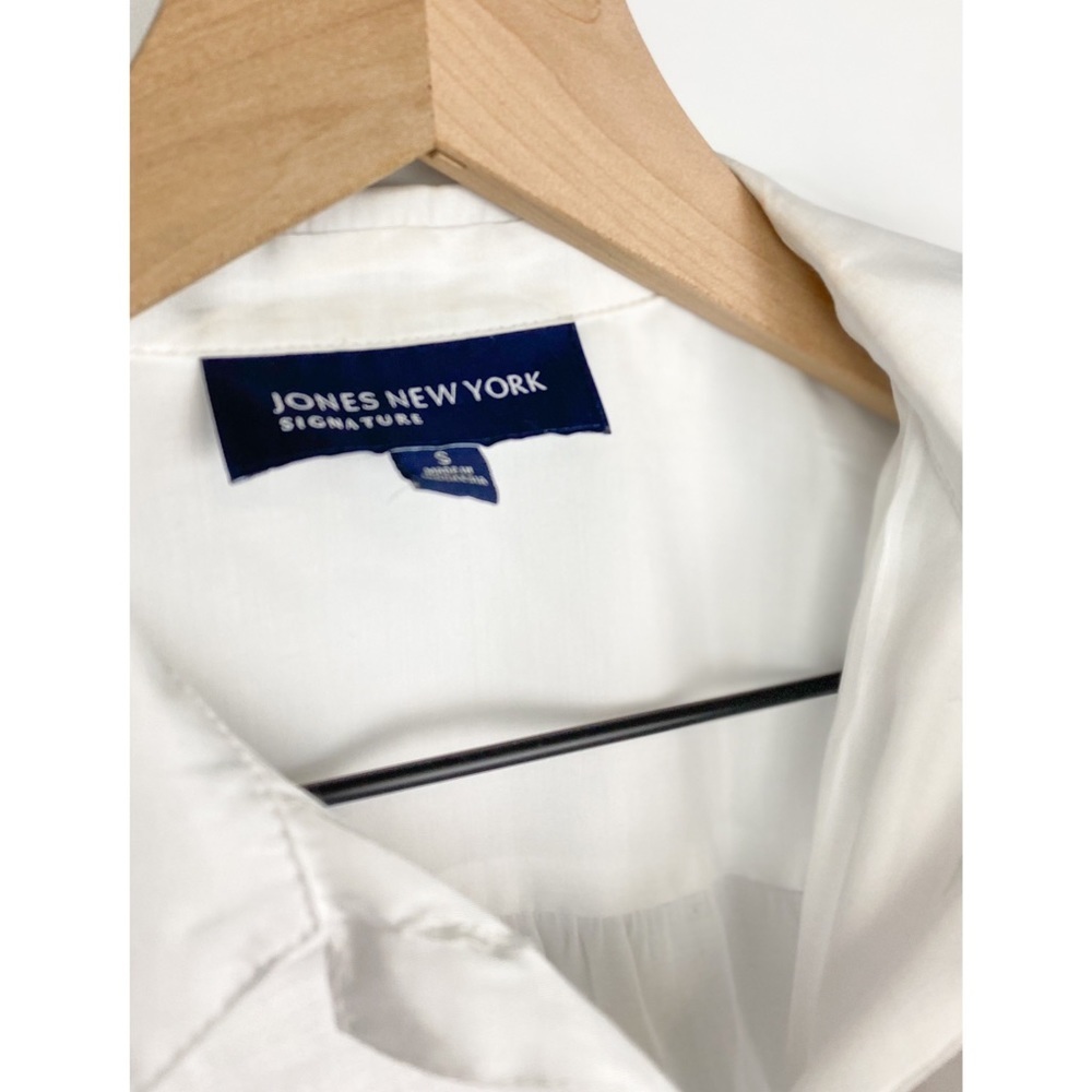Jones New York Short Sleeve Button Down Blouse, White Gold - Size S - Picture 6 of 6